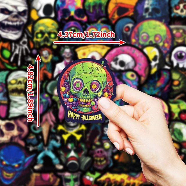 50 wasserfeste Nordic Style Totenkopf Aufkleber in Bunt für Graffiti und Fahrzeuge - Bild 1