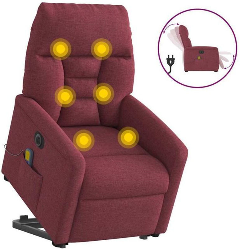 Elektrischer Massagesessel mit Aufstehhilfe von vidaxl in Rot aus Stoff - Bild 1