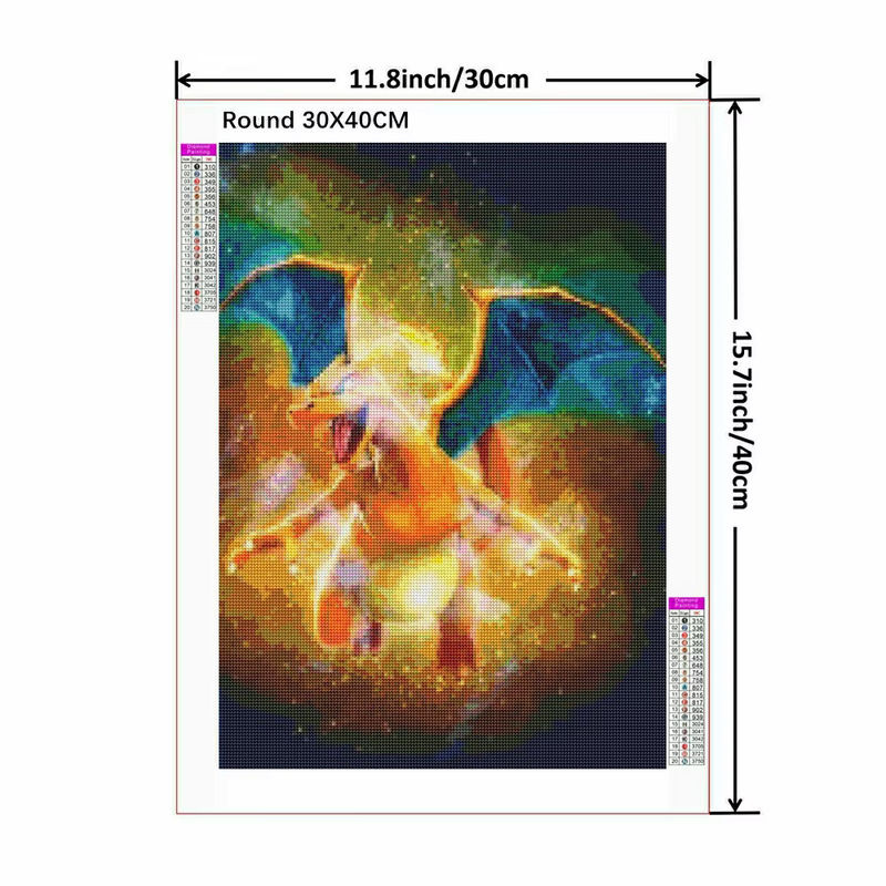Potdemiel Pokemon Charizard 5D DIY Diamant Malerei Mosaik Set mit runden Steinen für Kinder - Bild 2