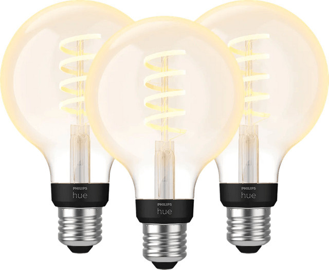 Philips Hue Filamentlampe White Ambiance Globe E27 3er-Pack, transparente LED-Filamentlampen mit Bluetooth - Bild 1