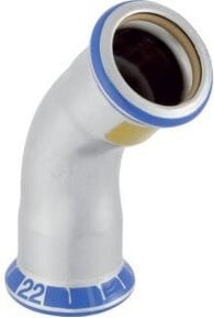 Geberit Gas-Bogen Mapress 45 Grad aus Edelstahl in Silber, Durchmesser: 15 mm - Bild 1
