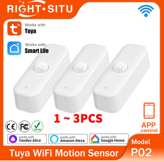 Tuya WiFi Bewegungsmelder Smart PIR Sensor mit App-Steuerung für Smart Home kompatibel mit Alexa und Yandex in Weiß - Bild 1