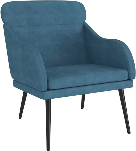 vidaXL Sessel Blau aus Samt mit Armlehnen und Metallrahmen B/T/H: 63 x 76 x 80 cm - Bild 1