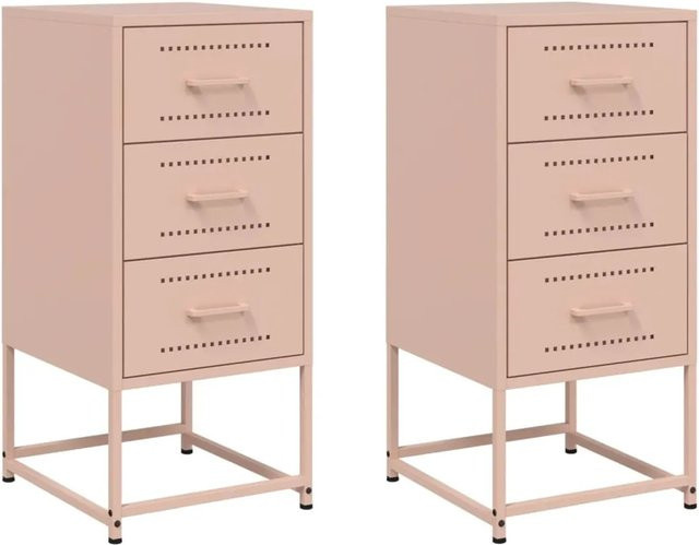Set aus 2 vidaXL Nachttischen aus Stahl in Pink im industriellen Stil, B/T/H: 36 x 39 x 78 cm - Bild 1