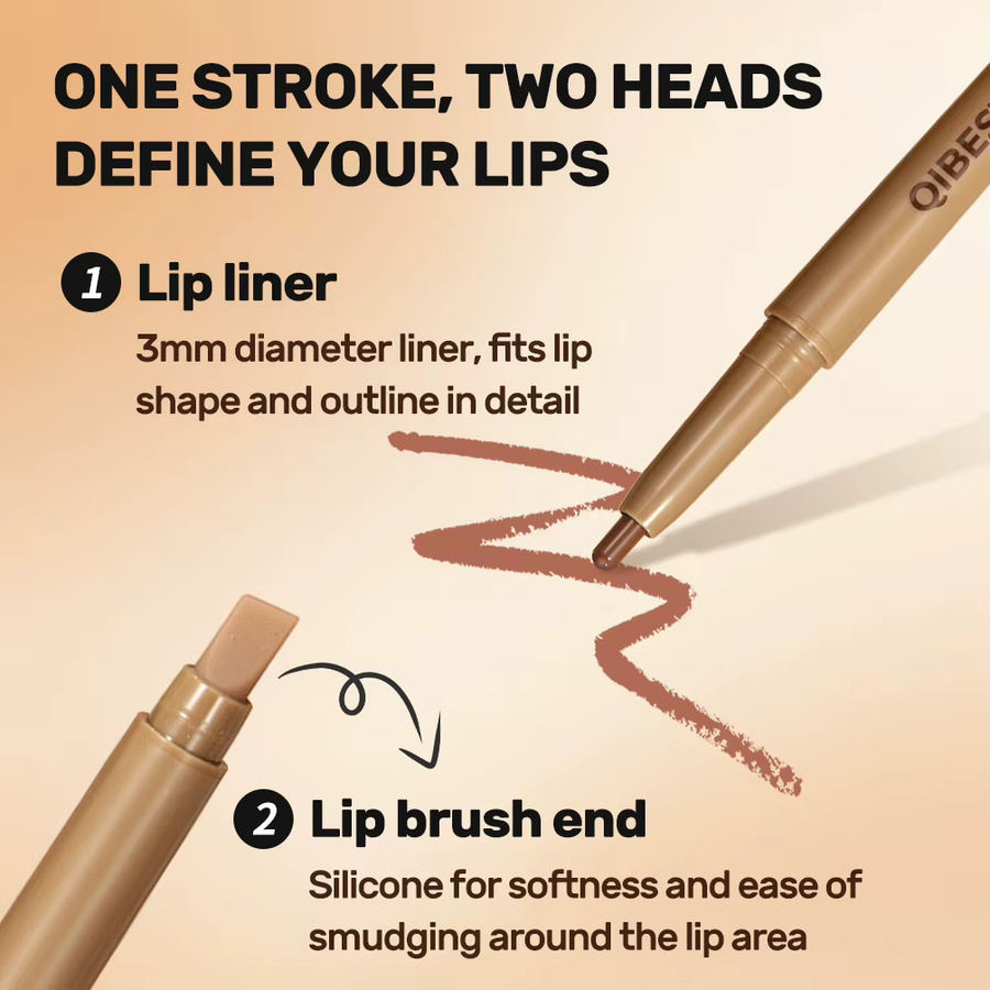 QIBEST 2-in-1 Lippenstift & Pinsel, Matt, Nude, mit Lipliner - Bild 3