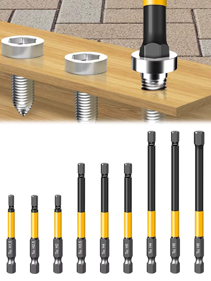 XMSJ Innensechskant-Bohrer-Set mit Magnetgriff und Rutschdesign, Längen: 50 mm, 100 mm, 150 mm, Größen: H1.5-H10 mm - Bild 5