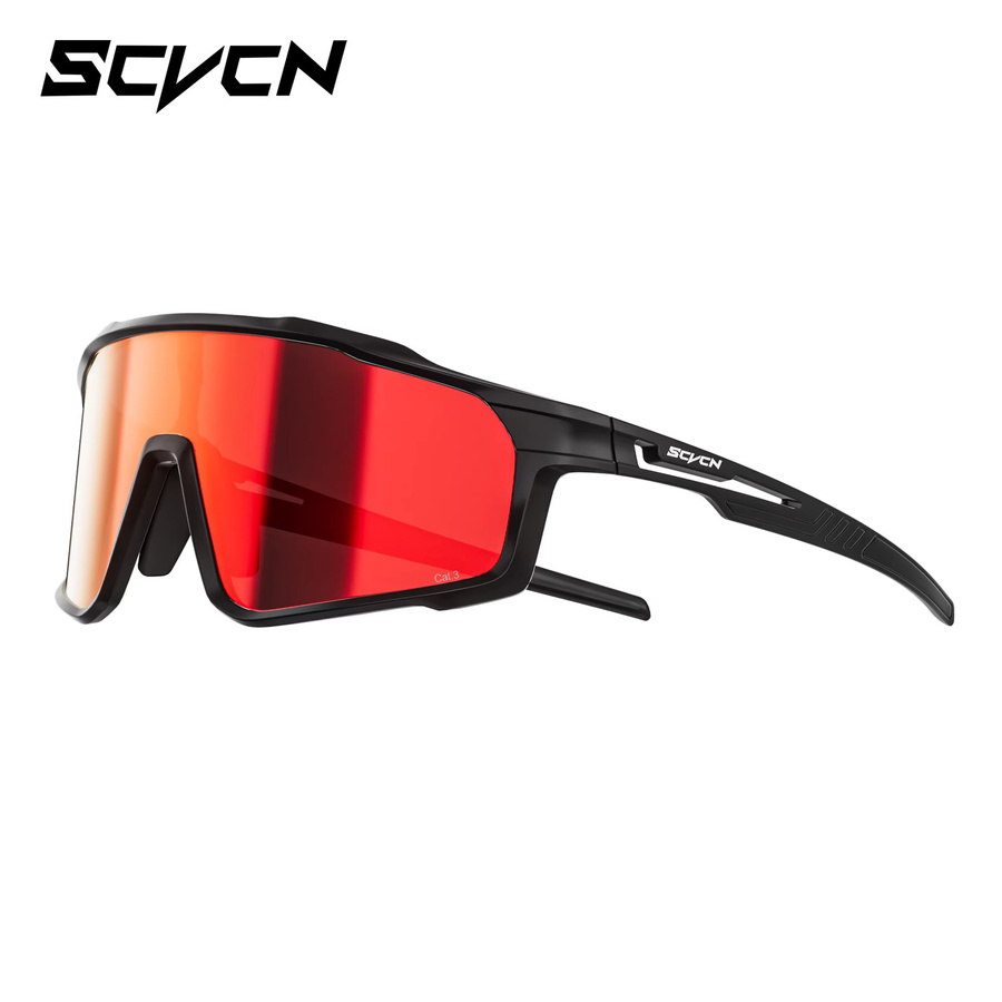 SCVCN Sportsonnenbrille, Vollrand, Kunststoff, Schwarz - Bild 3