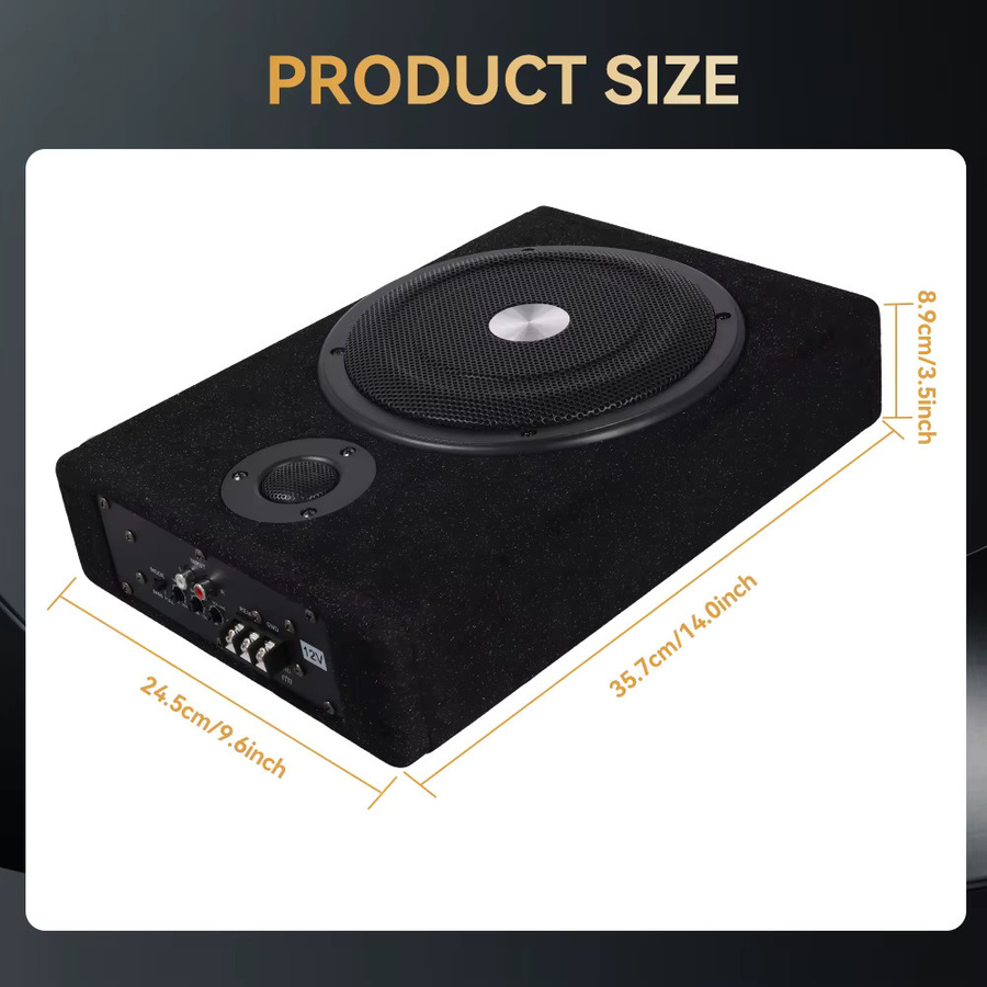 Podofo 8 Zoll Aktiver Auto-Subwoofer 600W Schlanker Unter-Sitz Bass-Lautsprecher in Schwarz - Bild 4