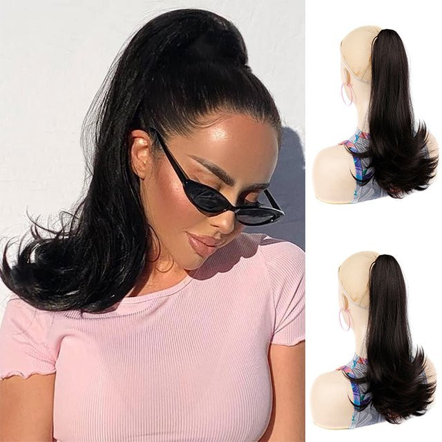 ISIGROSI Clip-in Pferdeschwanzverlängerung, 16 Zoll, synthetisch, glatt, Damen - Bild 1
