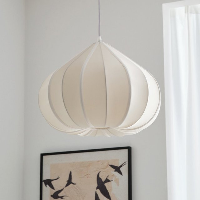 Winfordo Wabi-Sabi Stoff-Pendelleuchte mit E27 Fassung in Weiß für Wohnzimmer, Esszimmer und Schlafzimmer - Bild 1