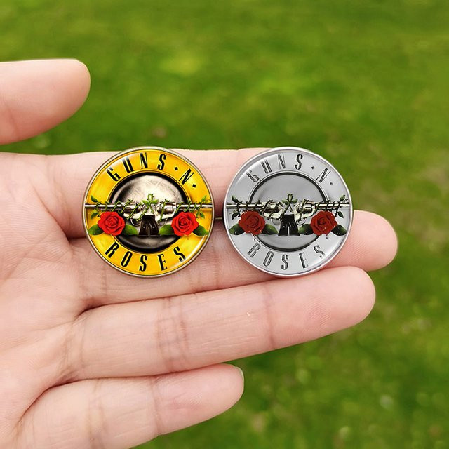 FIMAODZ Brosche, Guns N Roses, Glas-Cabochon, Unisex - Bild 1
