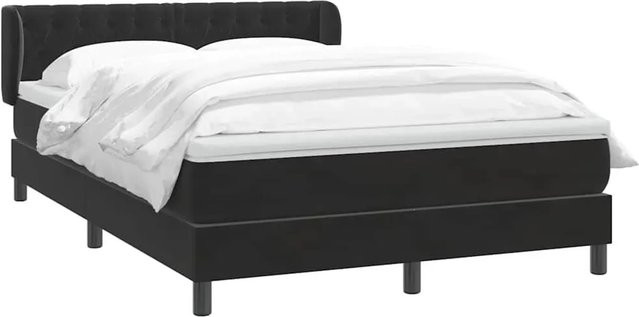 vidaXL Boxspringbett mit Matratze in Schwarz aus Samt, Hybrid-Design mit Taschenfederkern, B/T/H: 160 x 210 x 78 cm - Bild 1