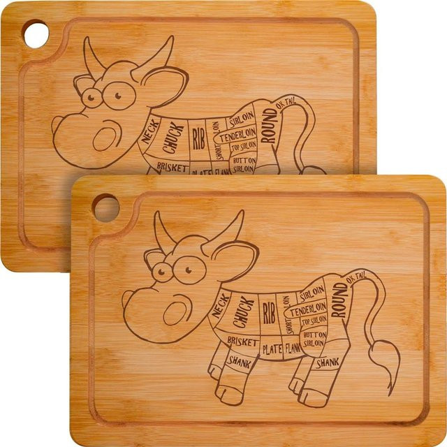 DuneDesign Schneidebrett aus Bambus in Braun mit Saftrille, B/T/H: 33 x 23 x 2 cm - Bild 1