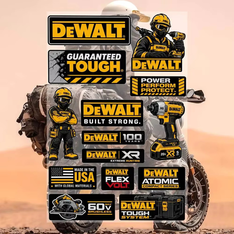DEWALT Graffiti Aufkleber aus wasserfestem PVC in Multicolour für Auto, Motorrad, Skateboard und Helm - Bild 2