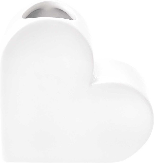 Rico Design Keramik Vase Herz klein Weiß H: 12 cm, B: 5,5 cm, T: 12 cm - Bild 1
