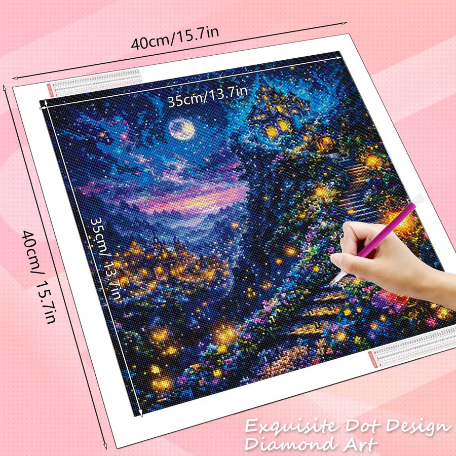 HUACAN Diamantmalerei Sternenhimmel-Landschaft Komplettset mit bunten Perlen in Multicolour - Bild 2