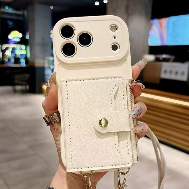Xiaomi Geldbörsen-Lanyard-Hülle für Redmi Note 15 Pro Plus in Weiß mit Kartenfächern und Crossbody-Gurt aus Leder inklusive Reißverschluss-Tasche - Bild 1