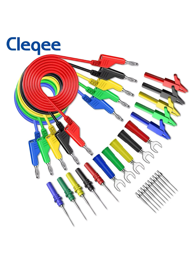 Cleqee P1036 Messleitungsset für Multimeter mit 4 mm Bananensteckern, Krokodilklemmen, U-Typ und Durchstechprüfspitzen - Bild 4