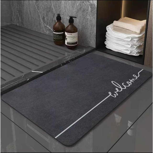 Saugfähige Kieselalgen-Schlammmatte für das Badezimmer von Yiran Furniture, rutschfest und schnelltrocknend, Grau, B x L: 50 x 80 cm - Bild 1