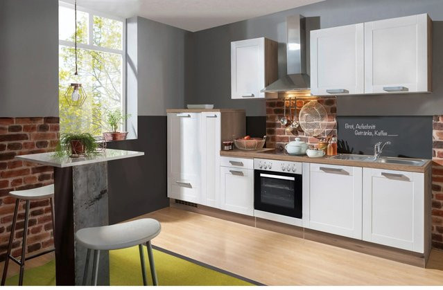 Menke Küchenzeile Artisan Premium Landhaus Weiß Artisan-Eiche Nachbildung B: 300 cm, T: 60 cm, H: 209 cm - Bild 1