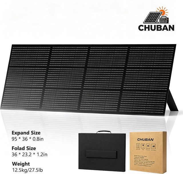 CHUBAN 400W Faltbares Tragbares Solarpanel Schwarz Hocheffizientes Wasserdichtes PV-Modul für Wohnmobil und Balkon - Bild 1