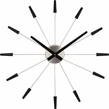 NeXtime Wanduhr PLUG INN in Schwarz und Silber aus Edelstahl, analog und sehr leise, Durchmesser: 58 cm - Bild 1