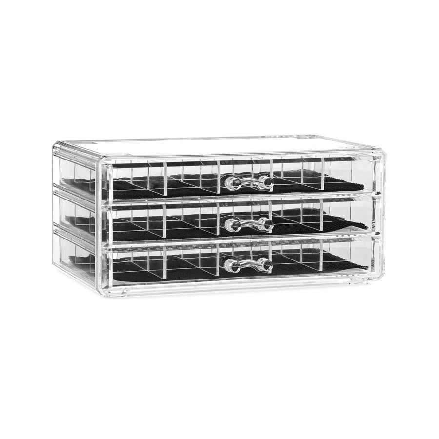 Relaxdays Make-up Organizer aus Acryl in Transparent mit 3 Schubladen, B/T/H: 23,5 x 10,5 x 15,5 cm - Bild 2