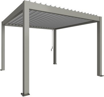 Biohort Pergola Lamellen-Dach modern in Silber-Metallic und Grau, B/T/H: 367,5 x 367,5 x 255 cm - Bild 1