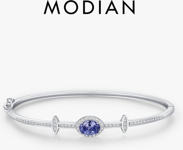 Modian Armreif 925 Sterling Silber, oval, Halo, Tansania, Damen - Bild 1