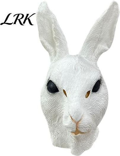 LokiStorm Hasenkopf Maske, Kaninchen Latexhaube, weiß - Bild 1