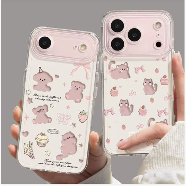 Niedrige Handyhülle mit Kätzchen- und Welpen-Design für Apple iPhone 17 Pro Max, iPhone 17e, 16, 15, 14 in Transparent - Bild 1
