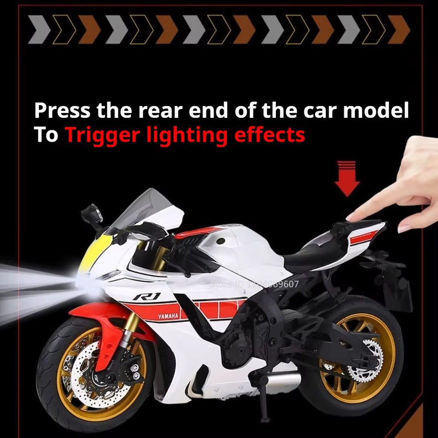 Yamaha R1 R1M Motorrad Modell, 1:9, Metall, Blau - Bild 4
