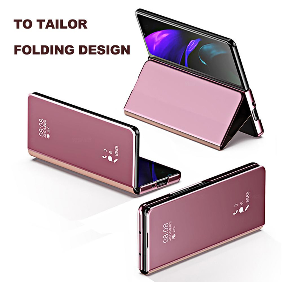 Samsung Galaxy Z Fold6 Klapphülle mit Spiegel und Ständer in Pink - Bild 3