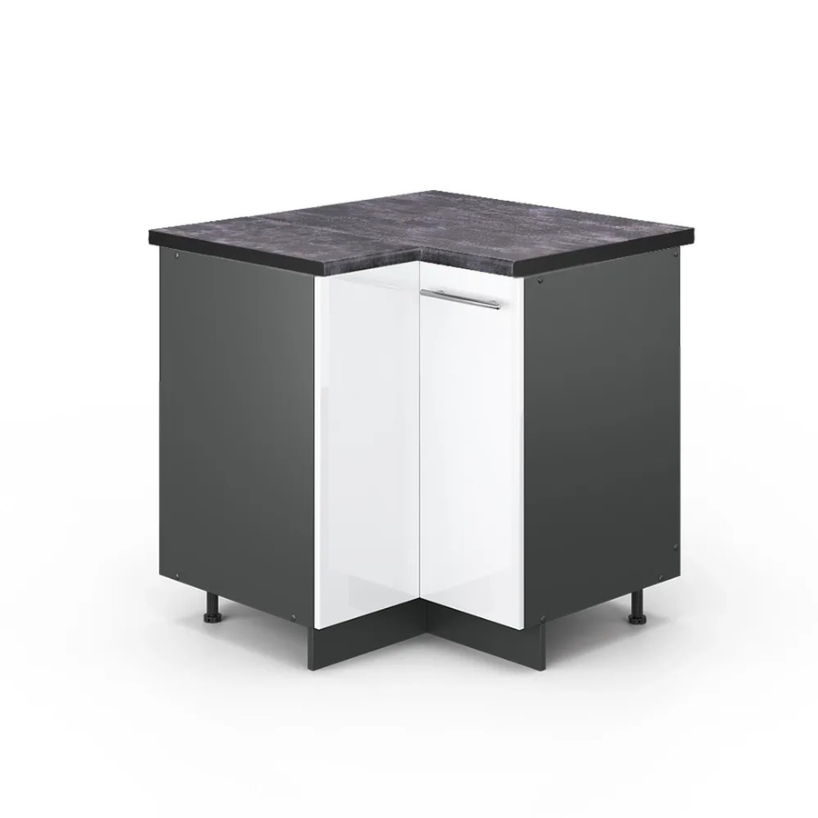Vicco Eckunterschrank Fame-Line Küchenunterschrank in Weiß Hochglanz und Anthrazit mit Soft-Close-Türen, B/T/H: 80,5 x 60,0 x 82,0 cm - Bild 2