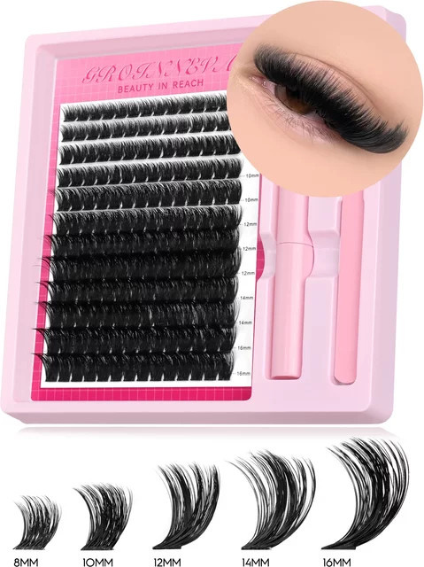 GROINNEYA Wimperncluster-Set, C-Curl, Matt - Bild 1