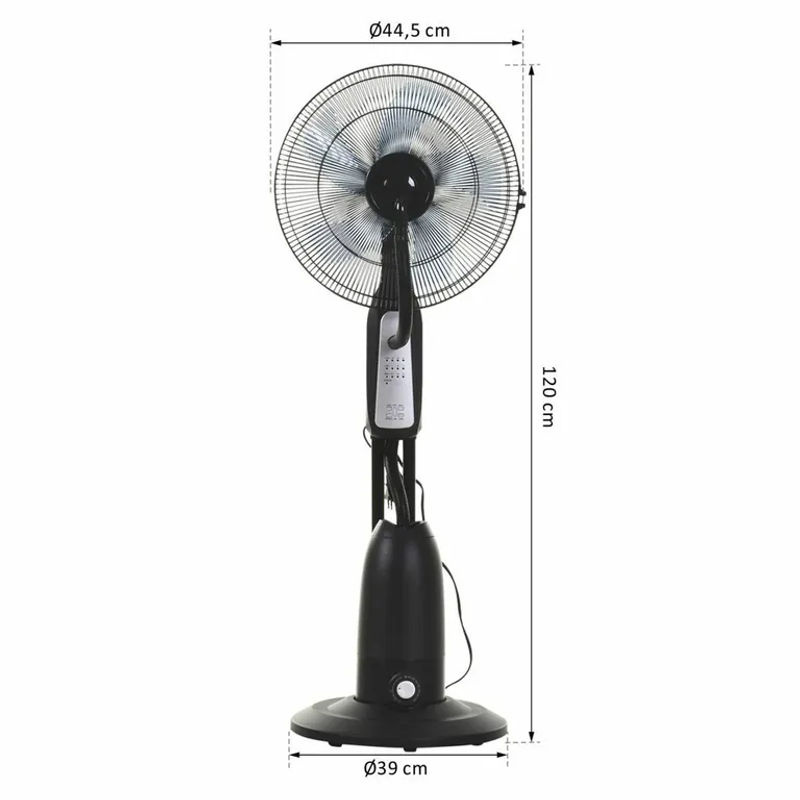 HOMCOM Standventilator mit Wasserzerstäuber in Schwarz aus Metall und Kunststoff, Höhe: 120 cm, Breite: 44,5 cm, Tiefe: 44,5 cm - Bild 2
