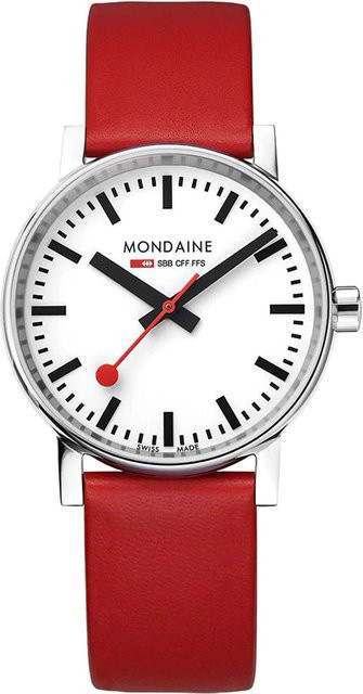 Mondaine Damenuhr Evo2, Quarz, Edelstahl, Leder, 35 mm, Weiß - Bild 1