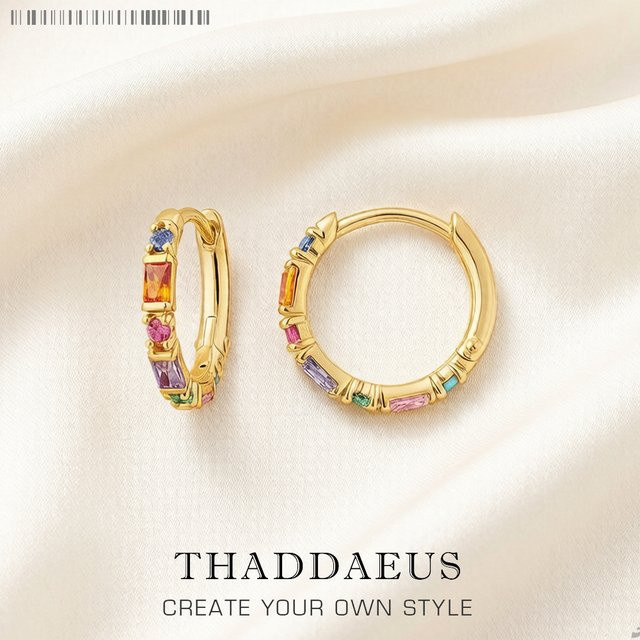 Thaddaeus Creolen 925 Sterlingsilber, bunte Steine, Damen - Bild 1