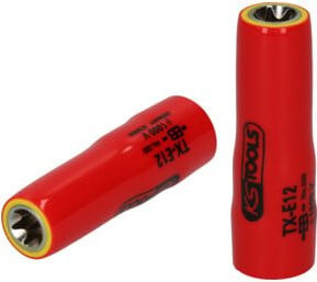 KS Tools 3/8" TX-E-Stecknuss E12 lang mit Schutzisolierung in Rot - Bild 1