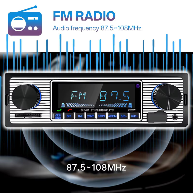 Hippcron 1 Din Autoradio MP3 Stereo Audio Player mit Bluetooth, FM Empfänger, AUX und USB in Schwarz - Bild 2