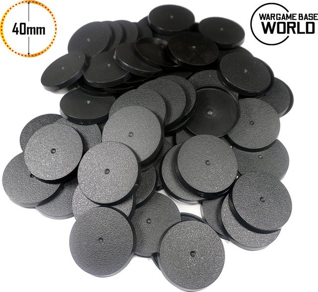 Wargame Base World Gaming-Miniaturen, 40 mm runde Kunststoffbasen, Schwarz - Bild 1