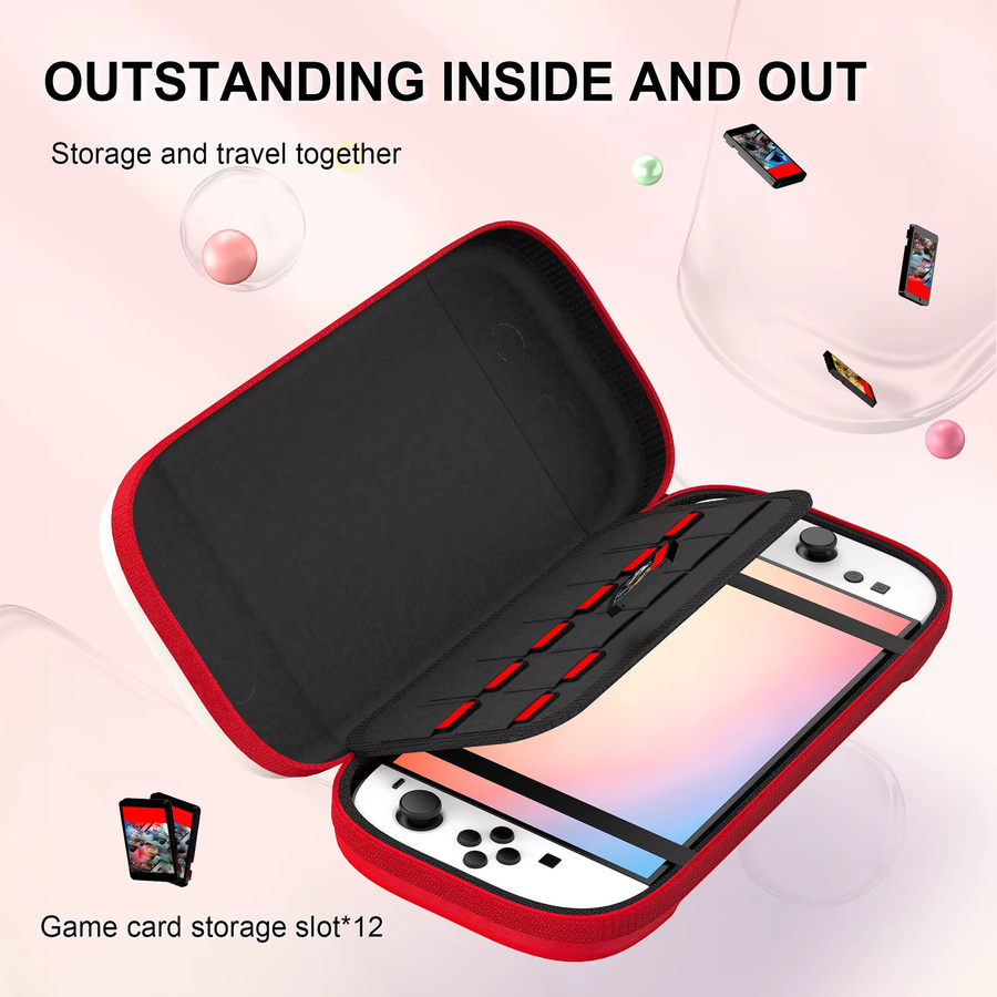 EAV Nylon tragbare Hartschalen-Aufbewahrungstasche für Nintendo Switch 2 in Beige mit Kartensteckplatz, wasserdicht und Anti-Drop-Schutz - Bild 3