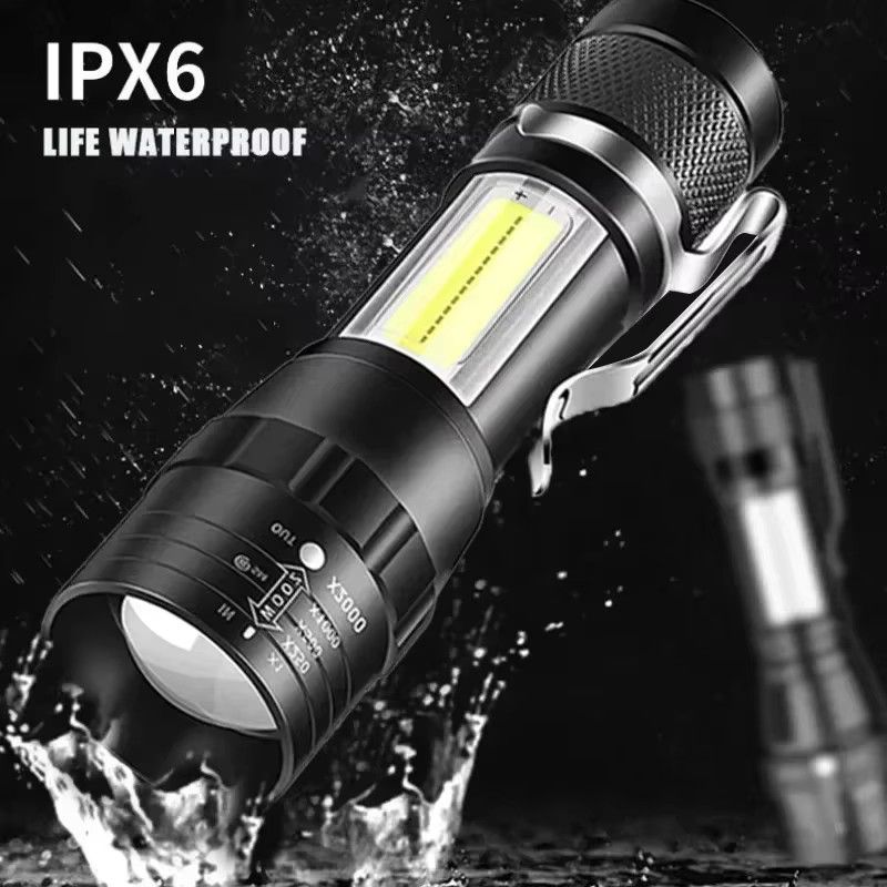 Heinast Mini COB LED Taschenlampe wiederaufladbar mit Zoom und Stift-Clip, taktische wasserdichte Notfall-Taschenlampe für Outdoor und Camping - Bild 6