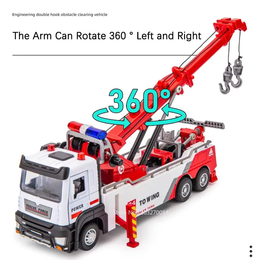 MINI AUTO Doppel Haken Wrecker Transport Kran, Modell Spielzeug, 1:32, Metall, mit Licht und Sound - Bild 4