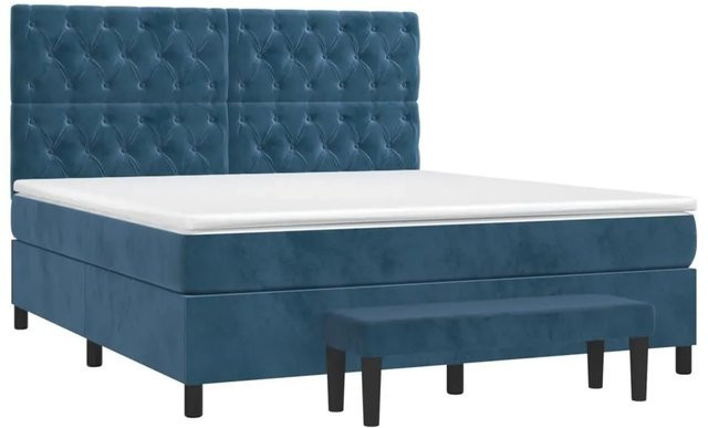 vidaXL Boxspringbett mit Matratze Dunkelblau Samt B/T: 160 x 200 cm - Bild 1