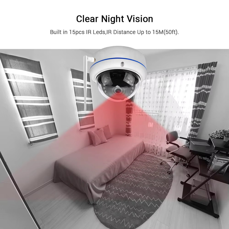 HAMROLTE WLAN Außenkamera mit 5MP HD Auflösung, IP65 wasserdicht und vandalensicher, kabellose IP-Kamera in Weiß mit Audioaufnahme und iCSee Unterstützung - Bild 3