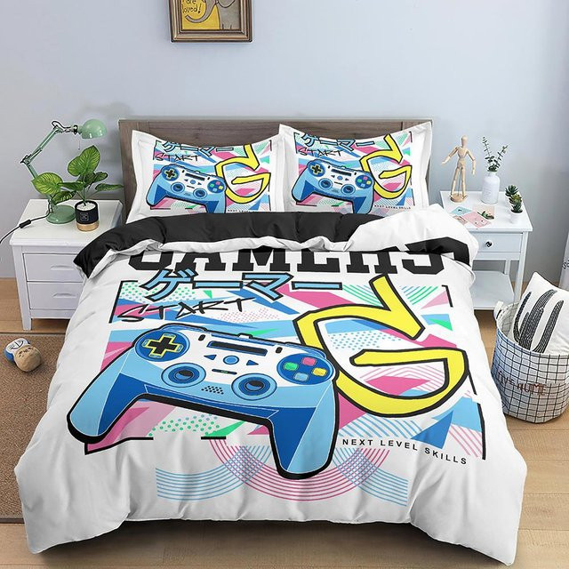 Gamepad Bettwäsche Set Your Warm Home Bunt für Kinder und Jugendliche, Motiv Videospiel, Material Mikrofaser, B/H: 140 x 210 cm - Bild 1