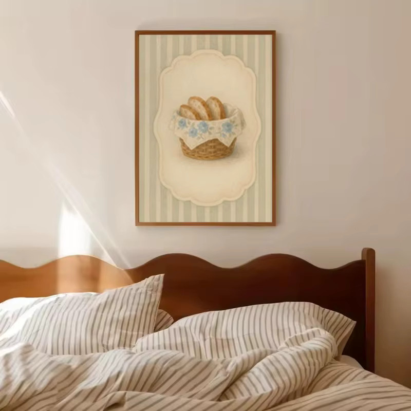 Potdemiel Wandbild Canvas Vintage Französische Küche Motiv mit Brotkorb und Blaubeermarmelade Mehrfarbig - Bild 2