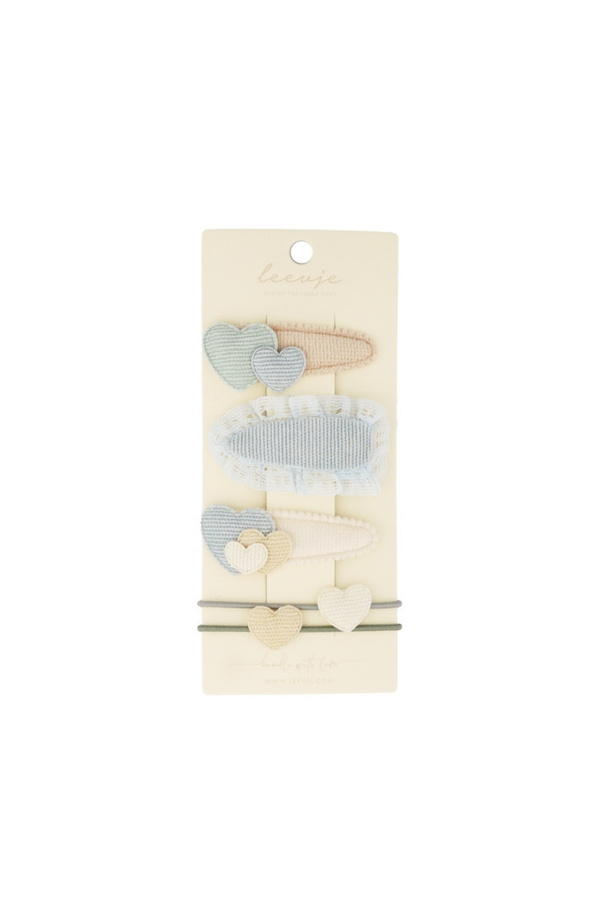 Leevje Haarspangen, blue broderie anglaise hearts mix, Kinder - Bild 1