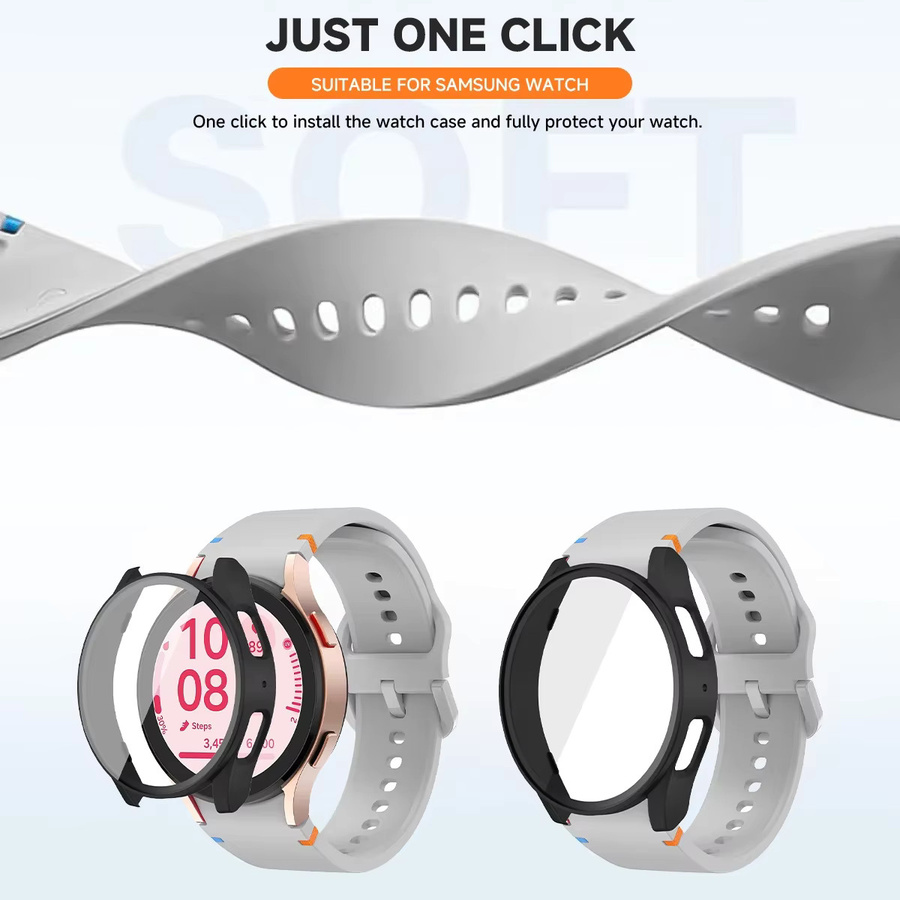 CAOWTAN Schutzset für Samsung Galaxy Watch 7 6 5 4 mit Silikonarmband, PC-Hülle und Glas-Bildschirmschutz - Bild 5
